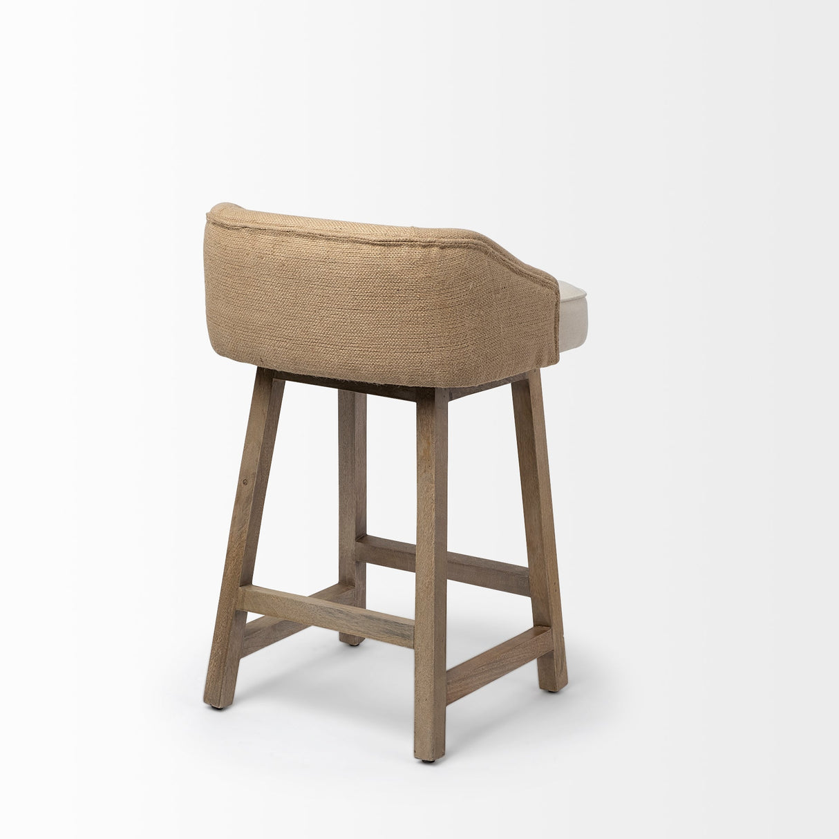 Monmouth 24.25" Seat Height Cream/Beige Fabric Seat Brown Wood Frame Counter Stool by Mercana at Eve Furniture