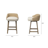 Monmouth 24.25" Seat Height Cream/Beige Fabric Seat Brown Wood Frame Counter Stool by Mercana at Eve Furniture