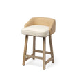 Monmouth 24.25" Seat Height Cream/Beige Fabric Seat Brown Wood Frame Counter Stool by Mercana at Eve Furniture