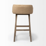 Monmouth 30.5" Seat Height Cream/Beige Fabric Seat Brown Wood Frame Bar Stool by Mercana at Eve Furniture
