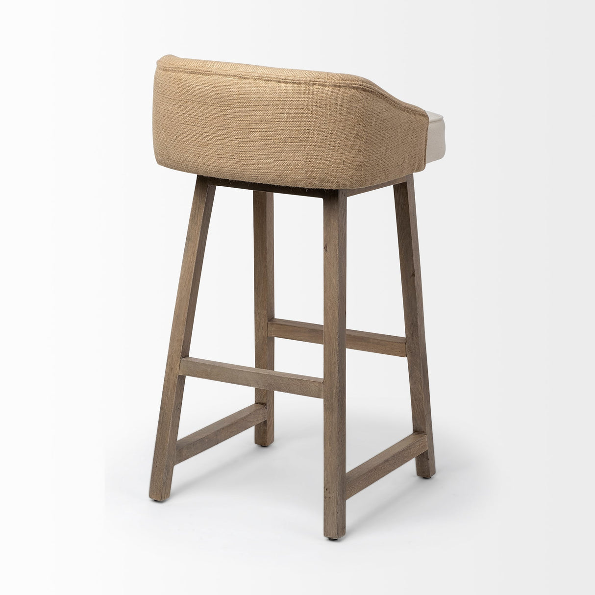 Monmouth 30.5" Seat Height Cream/Beige Fabric Seat Brown Wood Frame Bar Stool by Mercana at Eve Furniture