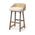 Monmouth 30.5" Seat Height Cream/Beige Fabric Seat Brown Wood Frame Bar Stool by Mercana at Eve Furniture