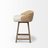 Monmouth Cream/Beige Fabric Seat Brown Wood Frame Counter Stool by Mercana at Eve Furniture