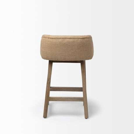Monmouth Cream/Beige Fabric Seat Brown Wood Frame Counter Stool by Mercana at Eve Furniture