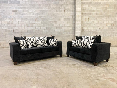 Monroe Black Sofa & Loveseat by Happy Homes at Eve Furniture
