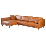 Monroe Cognac Vegan Leather Left-Facing Sectional Sofa