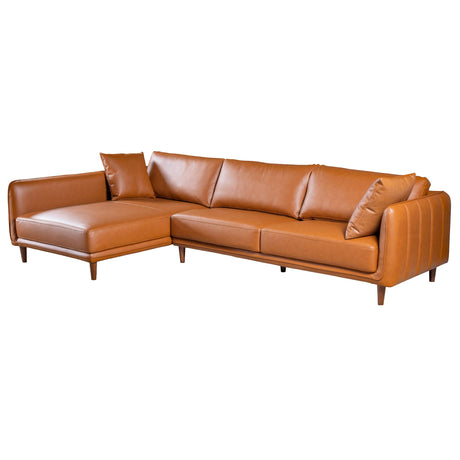 Monroe Cognac Vegan Leather Left-Facing Sectional Sofa by Ashcroft Furniture at Eve Furniture
