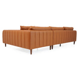 Monroe Cognac Vegan Leather Right-Facing Sectional Sofa