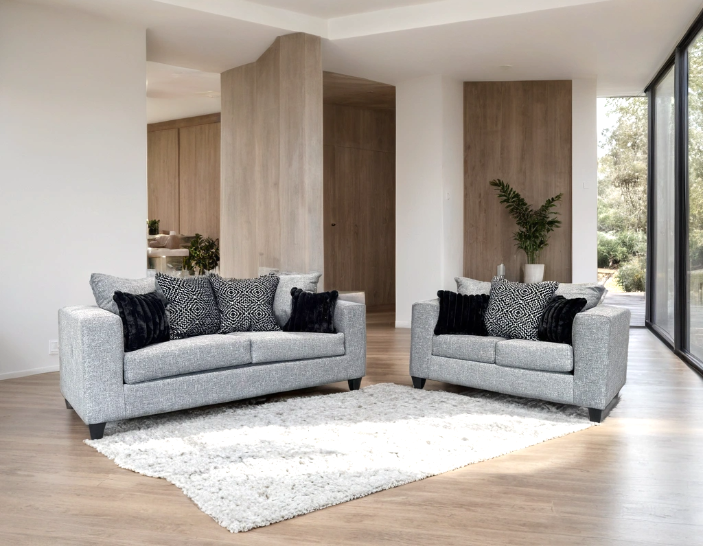 Monroe Gunmetal Sofa & Loveseat by Happy Homes at Eve Furniture