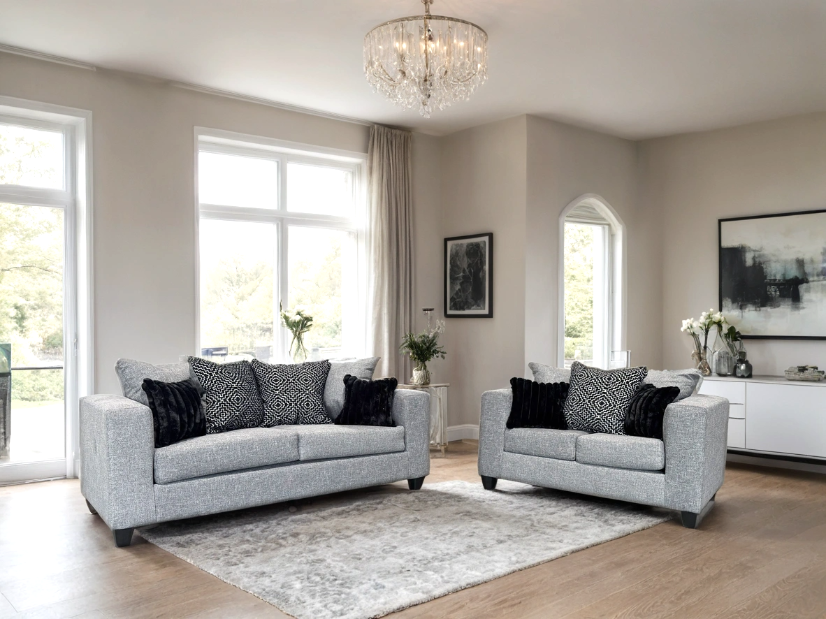 Monroe Gunmetal Sofa & Loveseat by Happy Homes at Eve Furniture