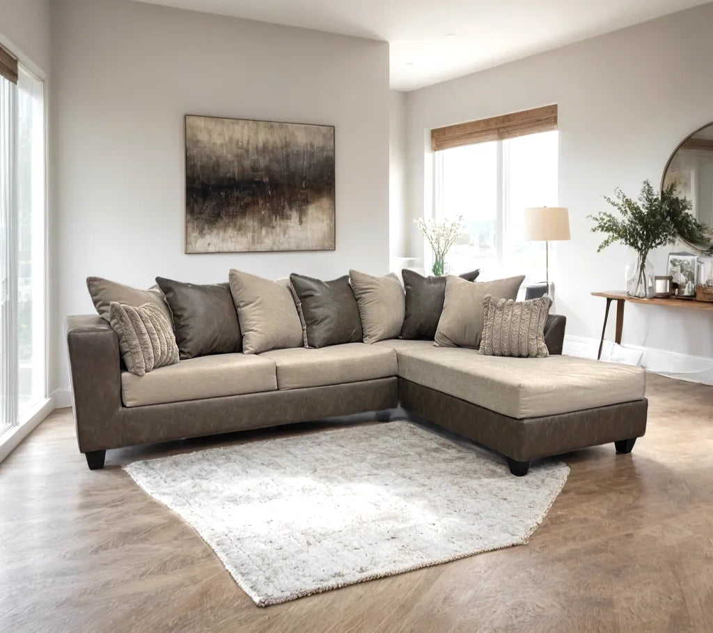 Monroe Latte PU Right Arm Facing (RAF) Sectional by Happy Homes at Eve Furniture