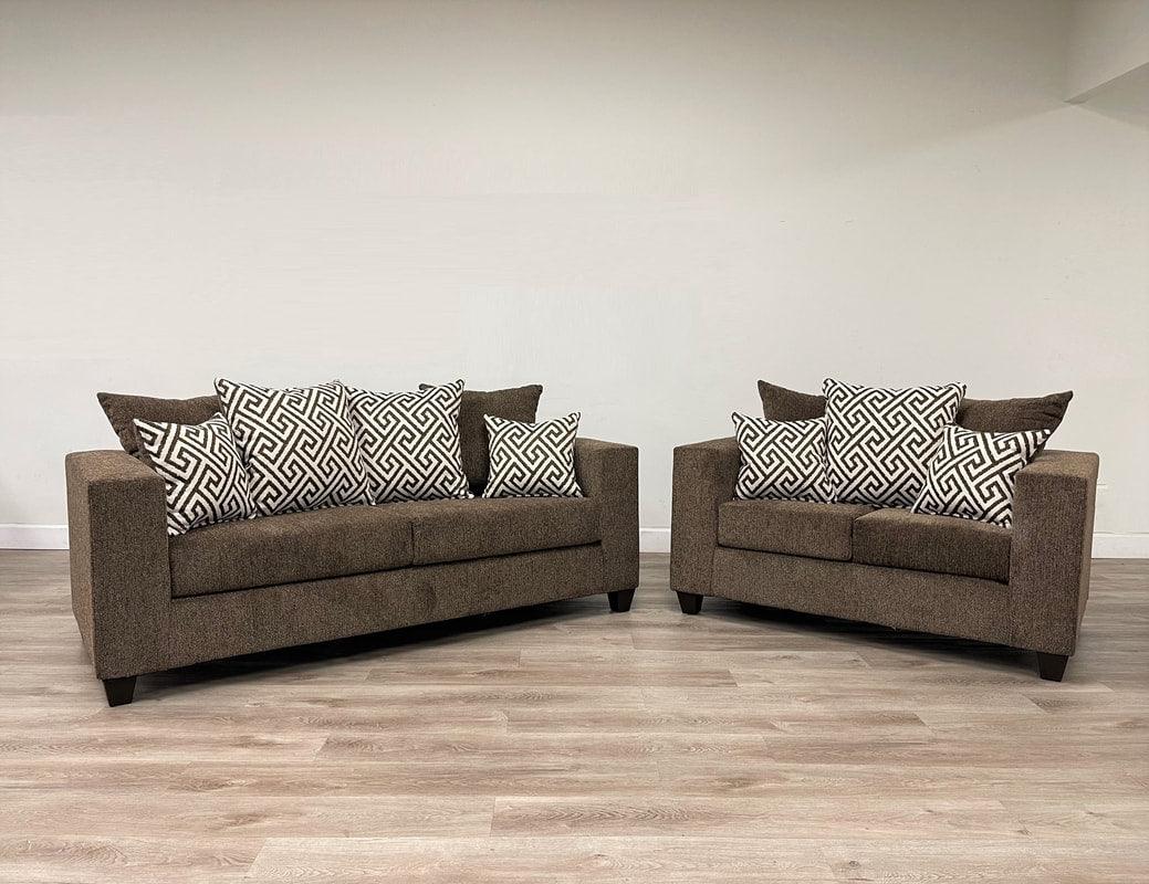 Monroe Mocha Sofa and Loveseat by Happy Homes at Eve Furniture
