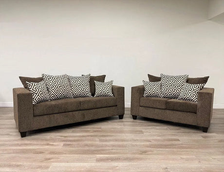 Monroe Mocha Sofa and Loveseat by Happy Homes at Eve Furniture