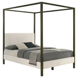 Monroe Upholstered Queen Canopy Platform Bed Vanilla and Black