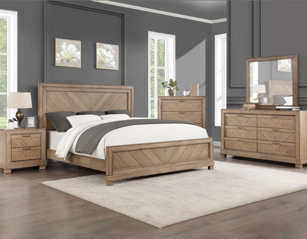 Montana 4-Piece King Set, Sand(King Bed, Nightstand, Dresser and Mirror)