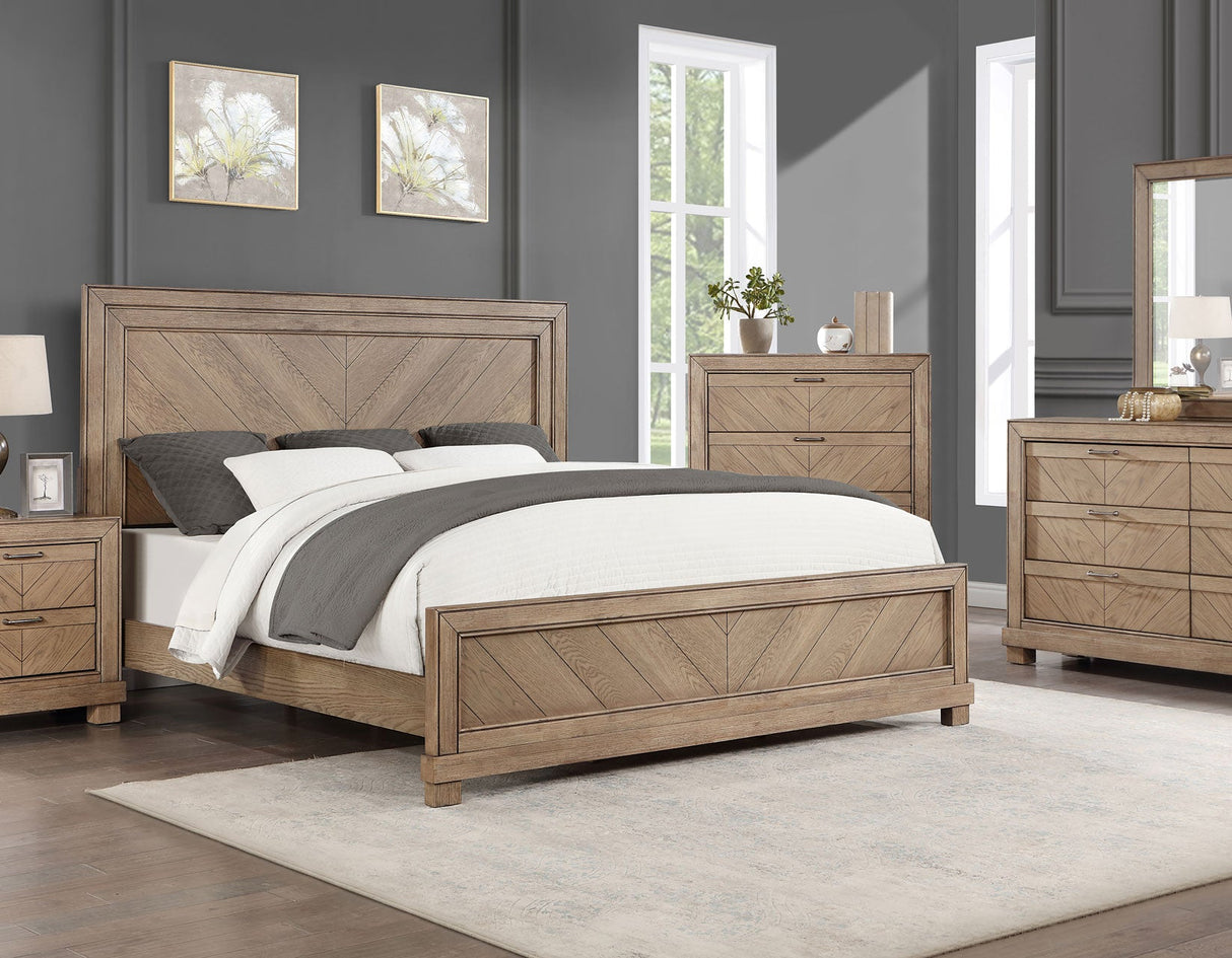 Montana 4-Piece Queen Set, Sand(King Bed, Nightstand, Dresser and Mirror)