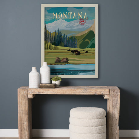 Montana Go USA (L) by Mercana Studio a Hand Embellished Decograph Framed Art Print by Mercana at Eve Furniture