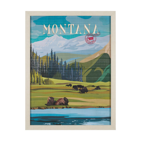 Montana Go USA (L) by Mercana Studio a Hand Embellished Decograph Framed Art Print by Mercana at Eve Furniture