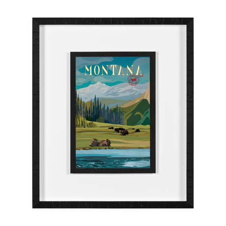 Montana Go USA (M) by Mercana Studio a Framed Art Print Matted under Glass by Mercana at Eve Furniture