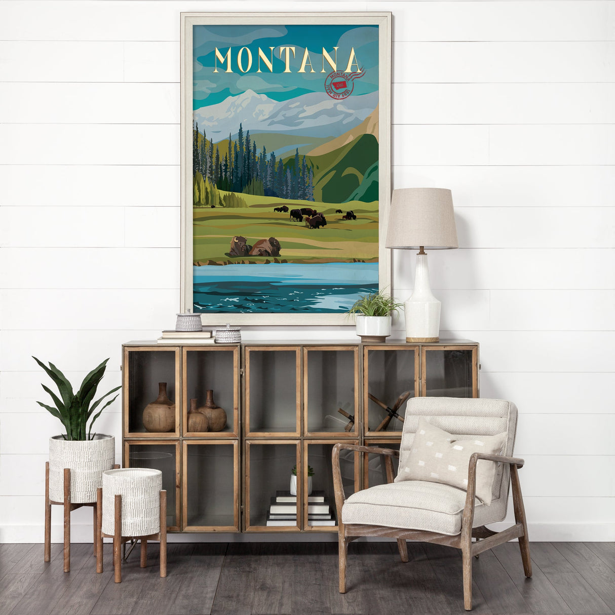 Montana Go USA (XL) by Mercana Studio a Hand Embellished Decograph Framed Art Print under Glass by Mercana at Eve Furniture