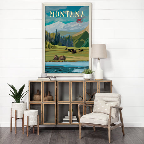 Montana Go USA (XL) by Mercana Studio a Hand Embellished Decograph Framed Art Print under Glass by Mercana at Eve Furniture