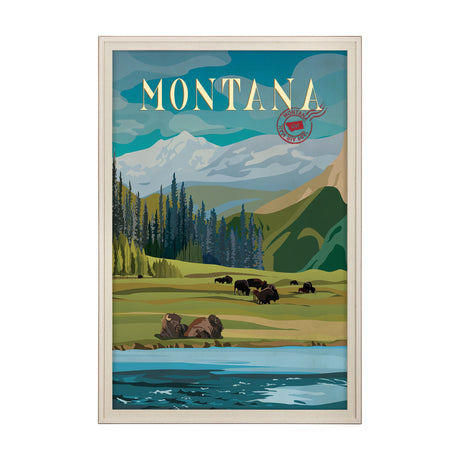 Montana Go USA (XL) by Mercana Studio a Hand Embellished Decograph Framed Art Print under Glass by Mercana at Eve Furniture