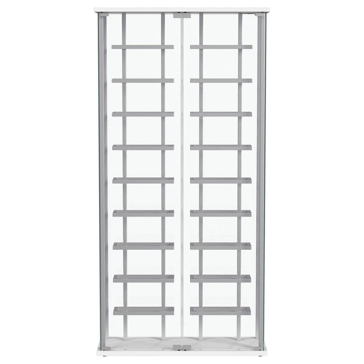 Montara Chrome Tempered Glass Wine Storage Display Curio Cabinet with LED Lighting by Coaster at Eve Furniture