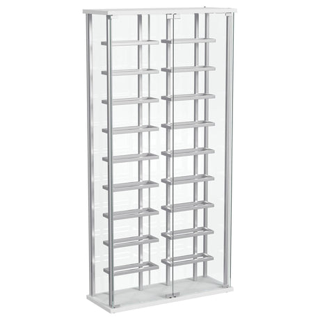 Montara Chrome Tempered Glass Wine Storage Display Curio Cabinet with LED Lighting by Coaster at Eve Furniture