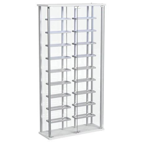 Montara Chrome Tempered Glass Wine Storage Display Curio Cabinet with LED Lighting by Coaster at Eve Furniture