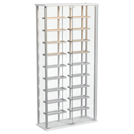 Montara Chrome Tempered Glass Wine Storage Display Curio Cabinet with LED Lighting by Coaster at Eve Furniture
