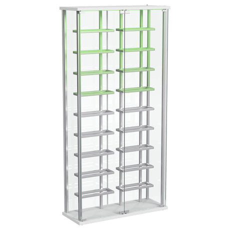 Montara Chrome Tempered Glass Wine Storage Display Curio Cabinet with LED Lighting by Coaster at Eve Furniture