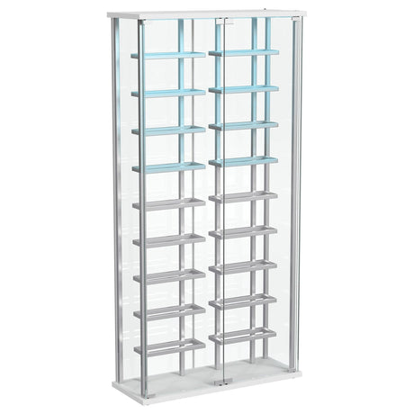 Montara Chrome Tempered Glass Wine Storage Display Curio Cabinet with LED Lighting by Coaster at Eve Furniture