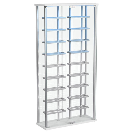 Montara Chrome Tempered Glass Wine Storage Display Curio Cabinet with LED Lighting by Coaster at Eve Furniture