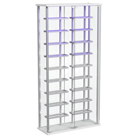 Montara Chrome Tempered Glass Wine Storage Display Curio Cabinet with LED Lighting by Coaster at Eve Furniture