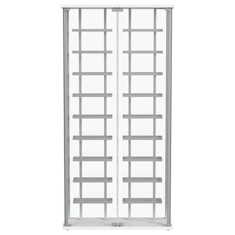 Montara Chrome Tempered Glass Wine Storage Display Curio Cabinet with LED Lighting by Coaster at Eve Furniture