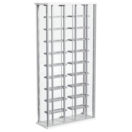 Montara Chrome Tempered Glass Wine Storage Display Curio Cabinet with LED Lighting by Coaster at Eve Furniture