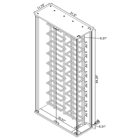 Montara Chrome Tempered Glass Wine Storage Display Curio Cabinet with LED Lighting by Coaster at Eve Furniture