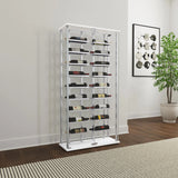 Montara Chrome Tempered Glass Wine Storage Display Curio Cabinet with LED Lighting by Coaster at Eve Furniture