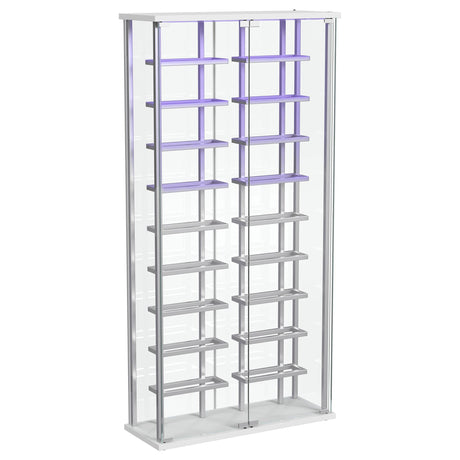 Montara Chrome Tempered Glass Wine Storage Display Curio Cabinet with LED Lighting by Coaster at Eve Furniture