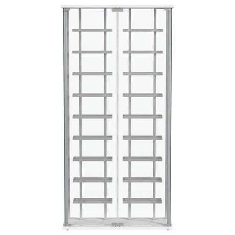 Montara Chrome Tempered Glass Wine Storage Display Curio Cabinet with LED Lighting by Coaster at Eve Furniture