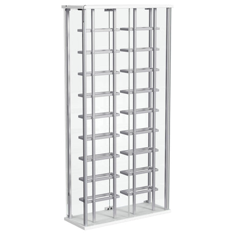 Montara Chrome Tempered Glass Wine Storage Display Curio Cabinet with LED Lighting by Coaster at Eve Furniture