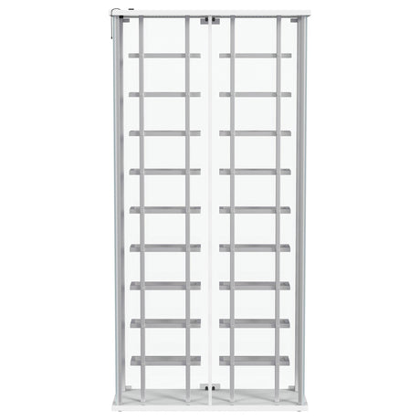 Montara Chrome Tempered Glass Wine Storage Display Curio Cabinet with LED Lighting by Coaster at Eve Furniture