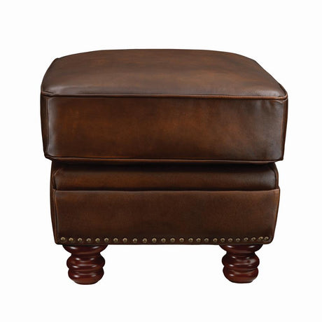 Montbrook Nailheads Ottoman Hand Rubbed Brown