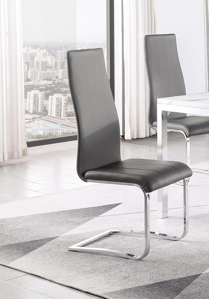 Montclair Gray/Chrome Upholstered High Back Side Chairs, Set of 4