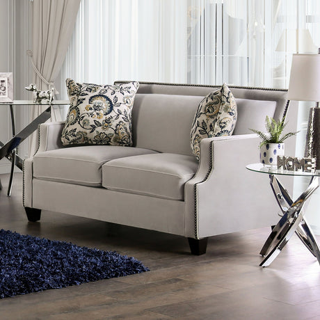 Montecelio Light Gray/Navy Sofa & Loveseat by Furniture of America at Eve Furniture