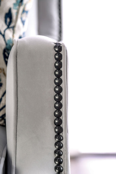 Montecelio Light Gray/Navy Sofa & Loveseat by Furniture of America at Eve Furniture