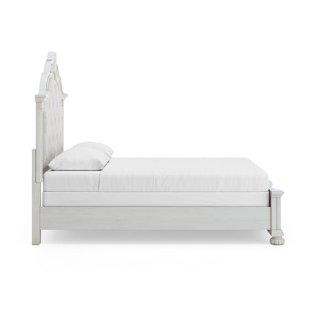 Montelaine Antique White Queen Upholstered Panel Bed by Ashley at Eve Furniture