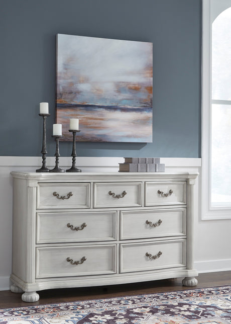 Montelaine Antique White Upholstered Panel Bedroom Set by Ashley at Eve Furniture