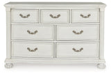 Montelaine Antique White Upholstered Panel Bedroom Set by Ashley at Eve Furniture