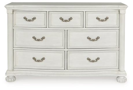 Montelaine Antique White Upholstered Panel Bedroom Set by Ashley at Eve Furniture